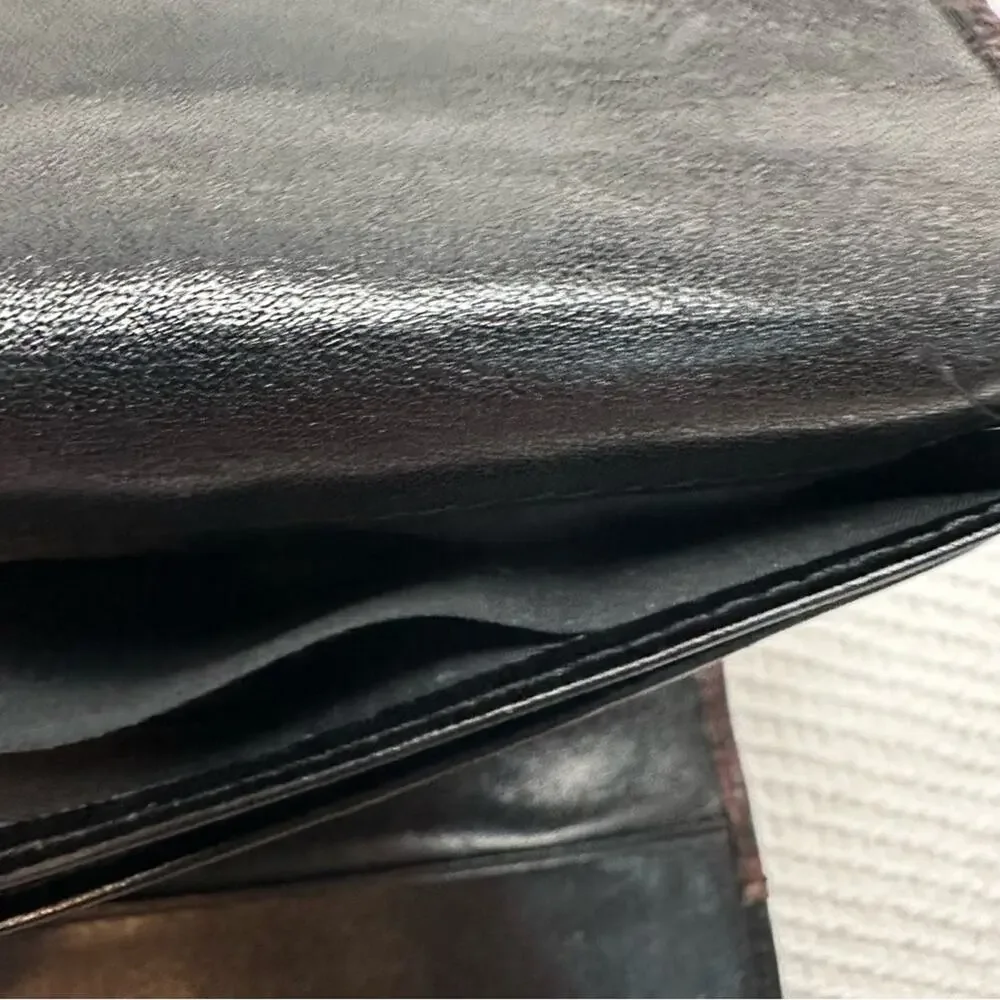 Brahmin Vintage Tuscan Black Leather Croc-embossed Cowhide Frame Wallet